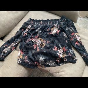 White House Black market black multicolored silk